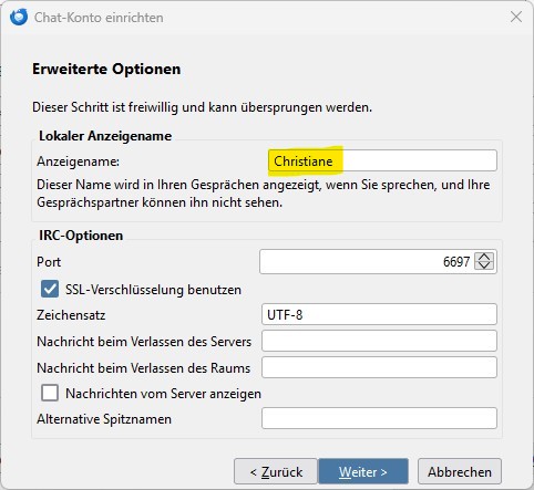 Erweiterte Optionen
